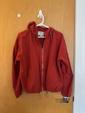 Forever 21 Rust Red Hooded Bomber Jacket